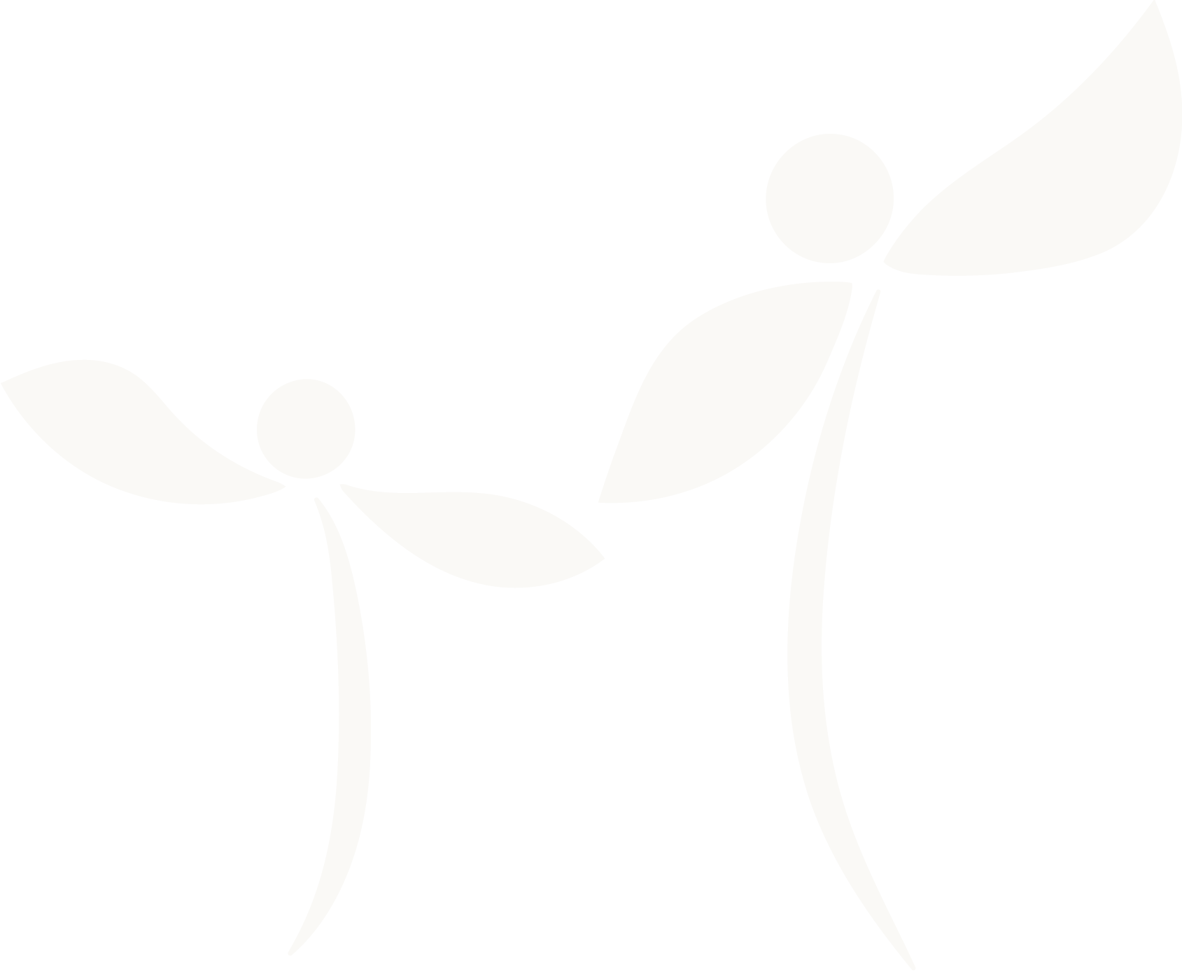 Marigold Pediatrics light cream logo mark. Logo mark includes two floral-inspired figures that look like a child and adult (doctor or caregiver) holding hands.