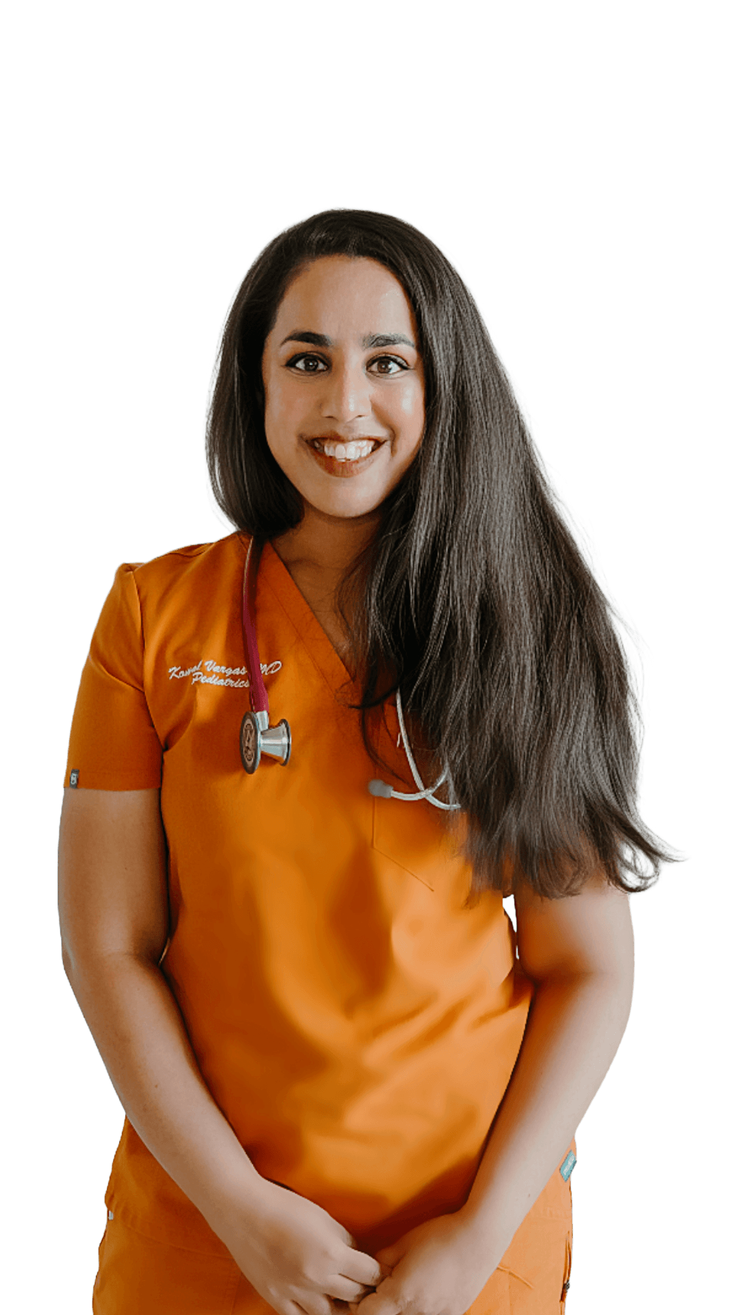 Dr. Komal Vargas, founder of Marigold Pediatrics, smiles warmly.